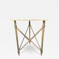 Jean Prouv French Modern Iron And Travertine Table Inspired By Gilbert Poillerat - 4014756