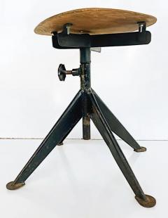 Jean Prouv Jean Prouv French Mid Century Industrial Iron Stools Adjustable Wood Seats - 3502534
