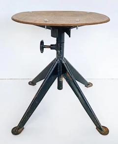 Jean Prouv Jean Prouv French Mid Century Industrial Iron Stools Adjustable Wood Seats - 3502545