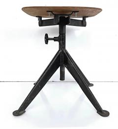 Jean Prouv Jean Prouv French Mid Century Industrial Iron Stools Adjustable Wood Seats - 3502630