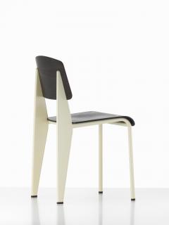 Jean Prouv Jean Prouv Standard Chair in Dark Oak and Ecru White Metal for Vitra - 753345