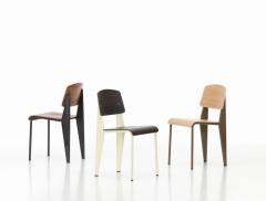 Jean Prouv Jean Prouv Standard Chair in Dark Oak and Ecru White Metal for Vitra - 753346