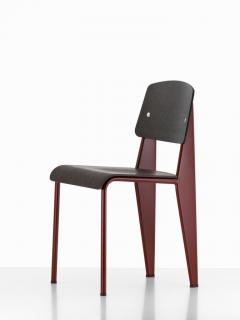 Jean Prouv Jean Prouv Standard Chair in Dark Oak and Ecru White Metal for Vitra - 753357