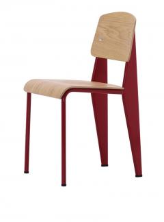 Jean Prouv Jean Prouv Standard Chair in Dark Oak and Ecru White Metal for Vitra - 753365