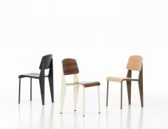 Jean Prouv Jean Prouv Standard Chair in Dark Oak and Ecru White Metal for Vitra - 753368