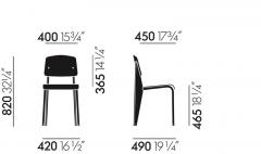 Jean Prouv Jean Prouv Standard Chair in Dark Oak and Ecru White Metal for Vitra - 753369