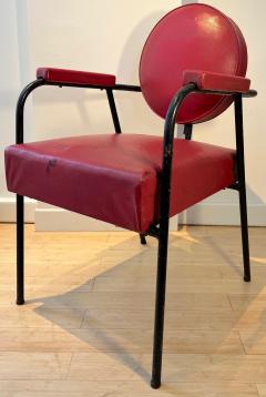 Jean Prouv Jean prouve in the style awesome genuine pair of fifties iron and vynil chairs - 2677956