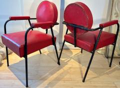 Jean Prouv Jean prouve in the style awesome genuine pair of fifties iron and vynil chairs - 2677959