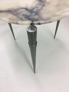 Jean Prouv Pair of French Mid Century Modern Steel and Alabaster Side Tables circa 1950 - 1746362