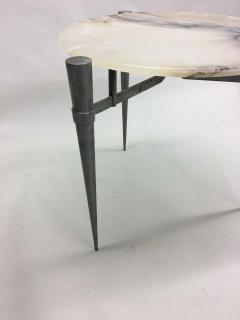 Jean Prouv Pair of French Mid Century Modern Steel and Alabaster Side Tables circa 1950 - 1746363