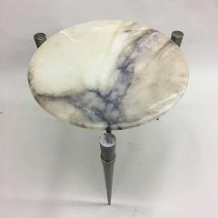 Jean Prouv Pair of French Mid Century Modern Steel and Alabaster Side Tables circa 1950 - 1746372