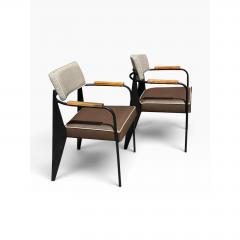 Jean Prouv Pair of Vintage Art Deco Jean Prouv Direction Armchairs W Shagreen Seats - 4744007