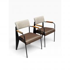 Jean Prouv Pair of Vintage Art Deco Jean Prouv Direction Armchairs W Shagreen Seats - 4744008