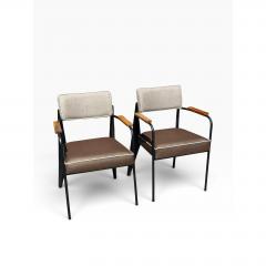 Jean Prouv Pair of Vintage Art Deco Jean Prouv Direction Armchairs W Shagreen Seats - 4744010