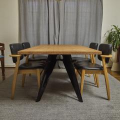 Jean Prouv Vitra Em Table in Solid Natural Oak and Deep Black by Jean Prouv  - 3734402