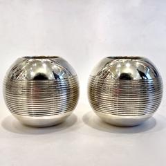 Jean Puiforcat A Pair of Puiforcat Silver Plated P tanque Candle Holders - 3346282
