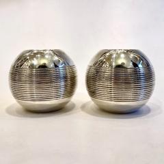 Jean Puiforcat A Pair of Puiforcat Silver Plated P tanque Candle Holders - 3346283
