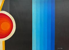 Jean Rets Mid century Abstract Op Art Painting Signed Jean Rets Framed - 4507560