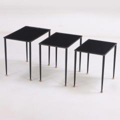 Jean Roy re A set of three French iron nesting tables C 1950 in the manner of Jean Royere  - 4017406