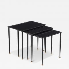Jean Roy re A set of three French iron nesting tables C 1950 in the manner of Jean Royere  - 4017875