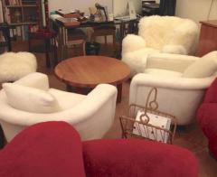 Jean Roy re Jean Roy re Pair of Armchairs with Tapered Metal Sabot Covered in Faux Fur - 2333681