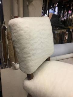 Jean Roy re Jean Royere Ash Rare Set of Three Chairs Covered in Wool Faux Fur - 2333723