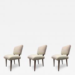 Jean Roy re Jean Royere Ash Rare Set of Three Chairs Covered in Wool Faux Fur - 2336482