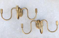 Jean Roy re Jean Royere Mid Century Modern Gilt Metal 2 Lite Wall Sconces a Pair - 1784435