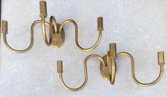 Jean Roy re Jean Royere Mid Century Modern Gilt Metal 2 Lite Wall Sconces a Pair - 1784437
