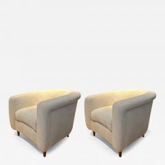 Jean Roy re Jean Royere comfy pair of lounge chairs newly covered in wool faux fur - 2823038