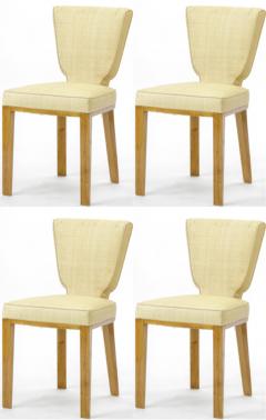 Jean Roy re Jean Royere documented vintage 4 trefle chairs covered in raphia cloth - 948822