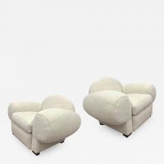 Jean Roy re Jean Royere for Gouff wool faux fur early pair of Mammoth club chairs - 1246299