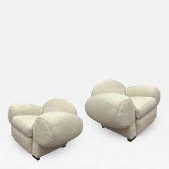 Jean Roy re Jean Royere for Gouff wool faux fur early pair of Mammoth club chairs - 2336465
