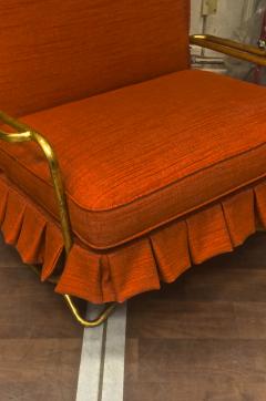 Jean Roy re Jean Royere genuine Irans shah model sunchair in gold leaf orange cloth - 1245292