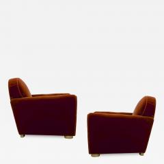 Jean Roy re Jean Royere pair of comfy vintage club chair in original red mohair cloth - 1624413
