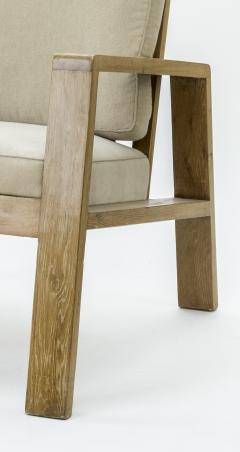 Jean Roy re Jean Royere pair of documented oak slender lounge chairs - 835226