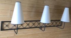 Jean Roy re Jean Royere rare documented long model croisillon 3 light sconce - 1467697