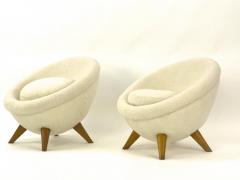 Jean Roy re Jean Royere rarest genuine documented pair of Petit Oeuf chairs - 2324238