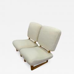 Jean Roy re Jean Royere rarest pair of Visiteur du soir wool faux fur slipper chairs - 1857886