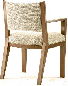 Jean Roy re Jean Royere refined oak arm chair newly covered In boucle cloth - 1538921