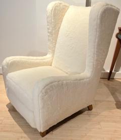 Jean Roy re Jean Royere single Souflet lounge chair newly covered in faux fur - 3094599