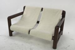 Jean Roy re Jean Royere style vintage brutalist alp rounded log wood settee - 1754455