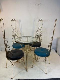 Jean Roy re MID CENTURY JEAN ROYERE STYLE GILT METAL CAFE TABLE AND CHAIRS - 1798213
