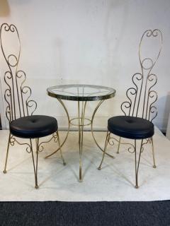 Jean Roy re MID CENTURY JEAN ROYERE STYLE GILT METAL CAFE TABLE AND CHAIRS - 1798214