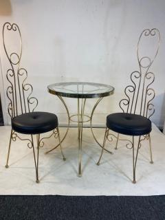 Jean Roy re MID CENTURY JEAN ROYERE STYLE GILT METAL CAFE TABLE AND CHAIRS - 1798217