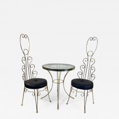 Jean Roy re MID CENTURY JEAN ROYERE STYLE GILT METAL CAFE TABLE AND CHAIRS - 1806929