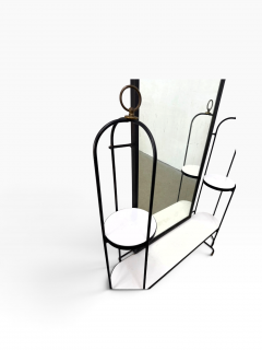 Jean Roy re MID CENTURY MODERNIST JEAN ROYERE STYLE BLACK IRON WHITE LAMINATE VANITY - 4756611