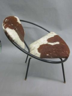 Jean Roy re Pair of French Mid Century Modern Cowhide Lounge Chairs Spirit of Jean Roye re - 1811292