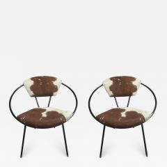 Jean Roy re Pair of French Mid Century Modern Cowhide Lounge Chairs Spirit of Jean Roye re - 1812882