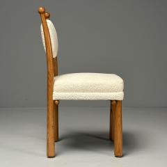 Jean Roy re Royere Style French Mid Century Modern Contemporary Dining Chairs Oak Boucle - 3839847